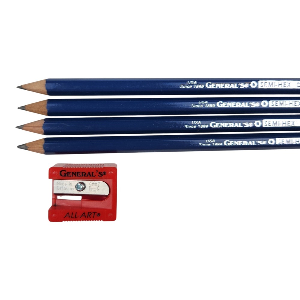 General Pencil Semi-Hex Drawing Pencil Set 4pc Blue HB‎ 2B 4B 6B with Sharpener